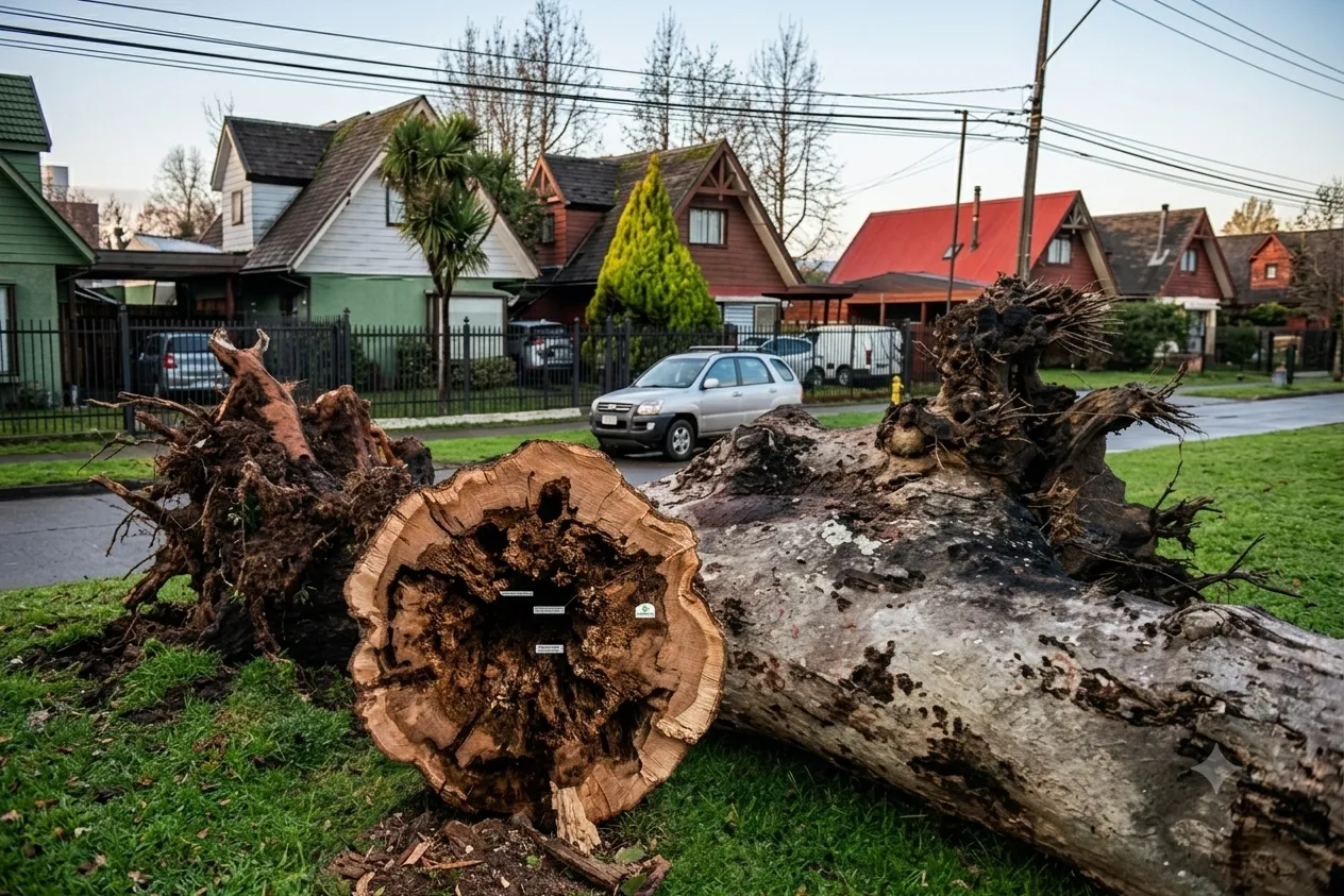 Árbol urbano colapsado por daño estructural no detectado a tiempo
